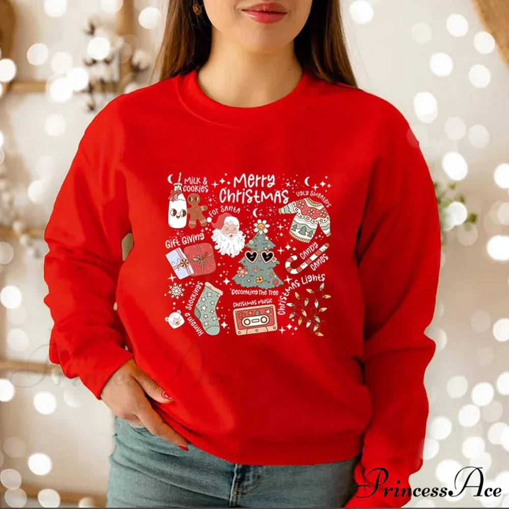 Retro Cheerful Aesthetic Santa Warm Hoodie - Image 9