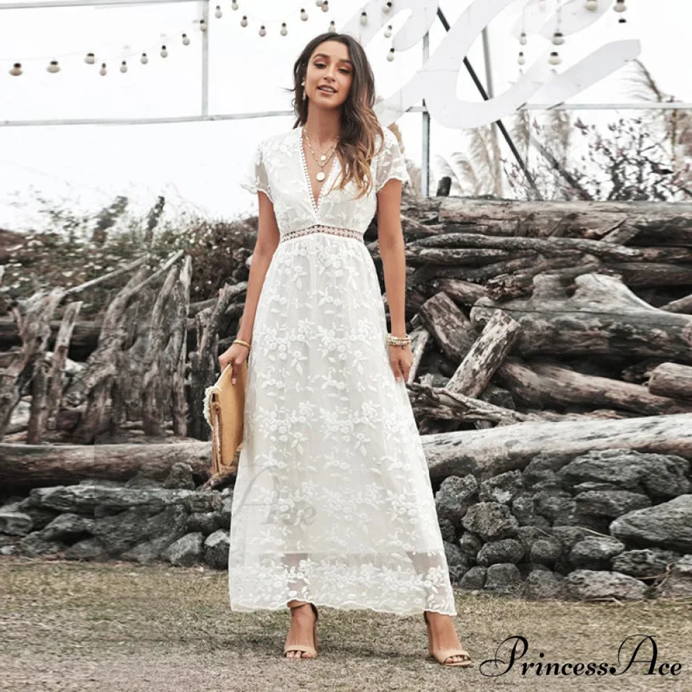 Retro Deep Plunging Neckline Short Sleeve Dress - Image 2