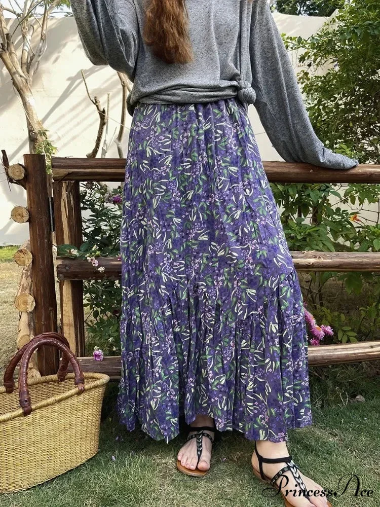 Retro Flowered Skirt for Ladies 2025 Summer Elevated Waist Y2K - Image 2