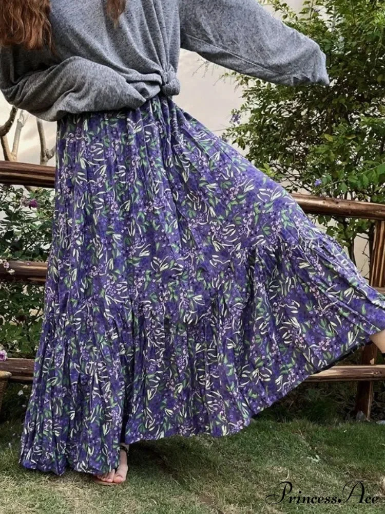 Retro Flowered Skirt for Ladies 2025 Summer Elevated Waist Y2K - Image 3