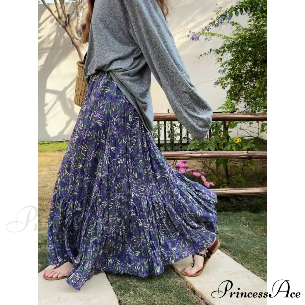 Retro Flowered Skirt for Ladies 2025 Summer Elevated Waist Y2K - Image 4