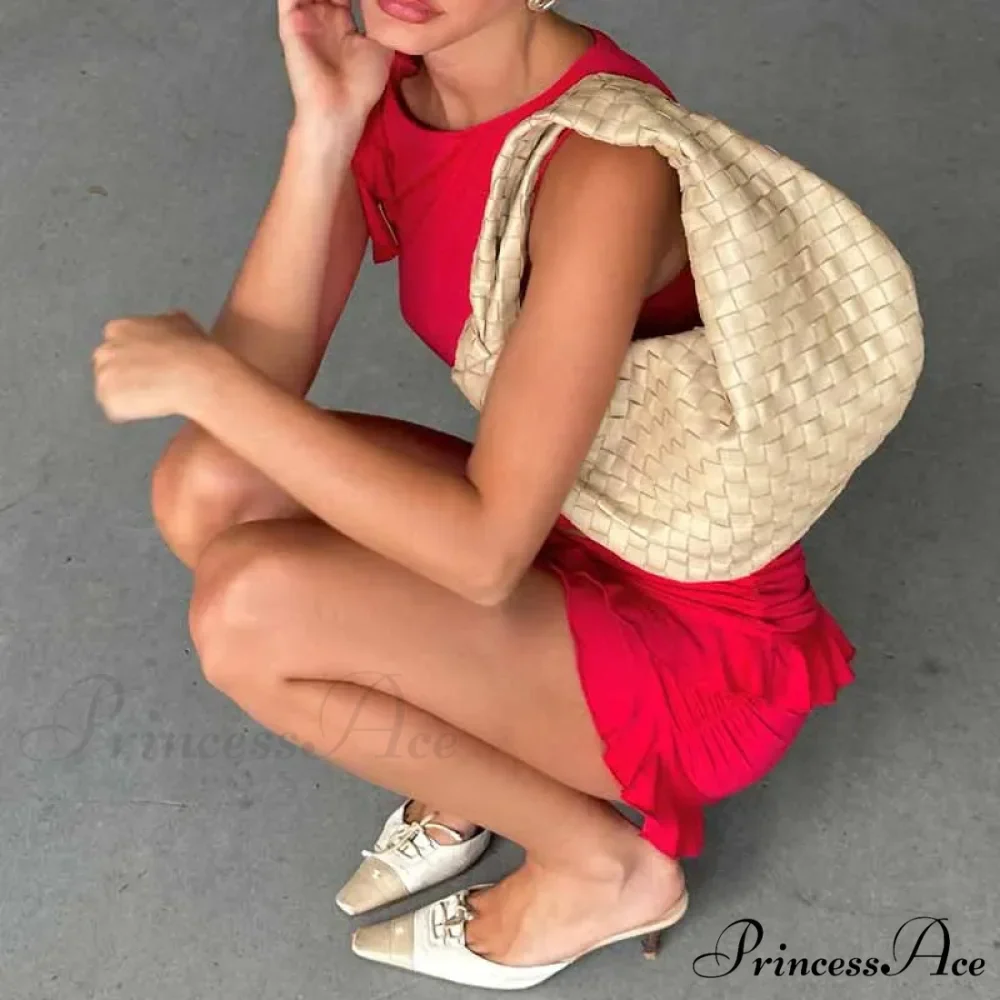 Retro Frilled Edge Tie Up Crop Top + Gathered Tiered Frills Mini Skirt Coquette 2 Piece Set Women Club Party Streetwear Outfits - Image 5
