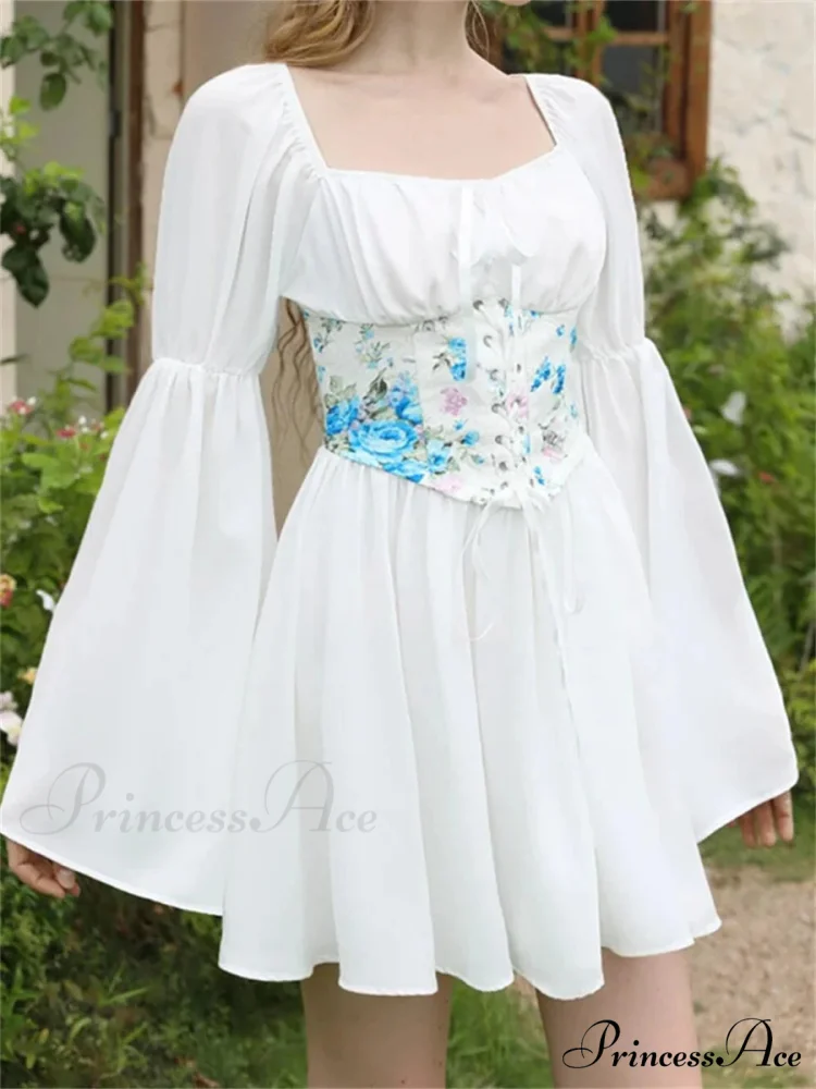 Retro Off-The-Shoulder Flared Bandage Floral Dress - Image 4