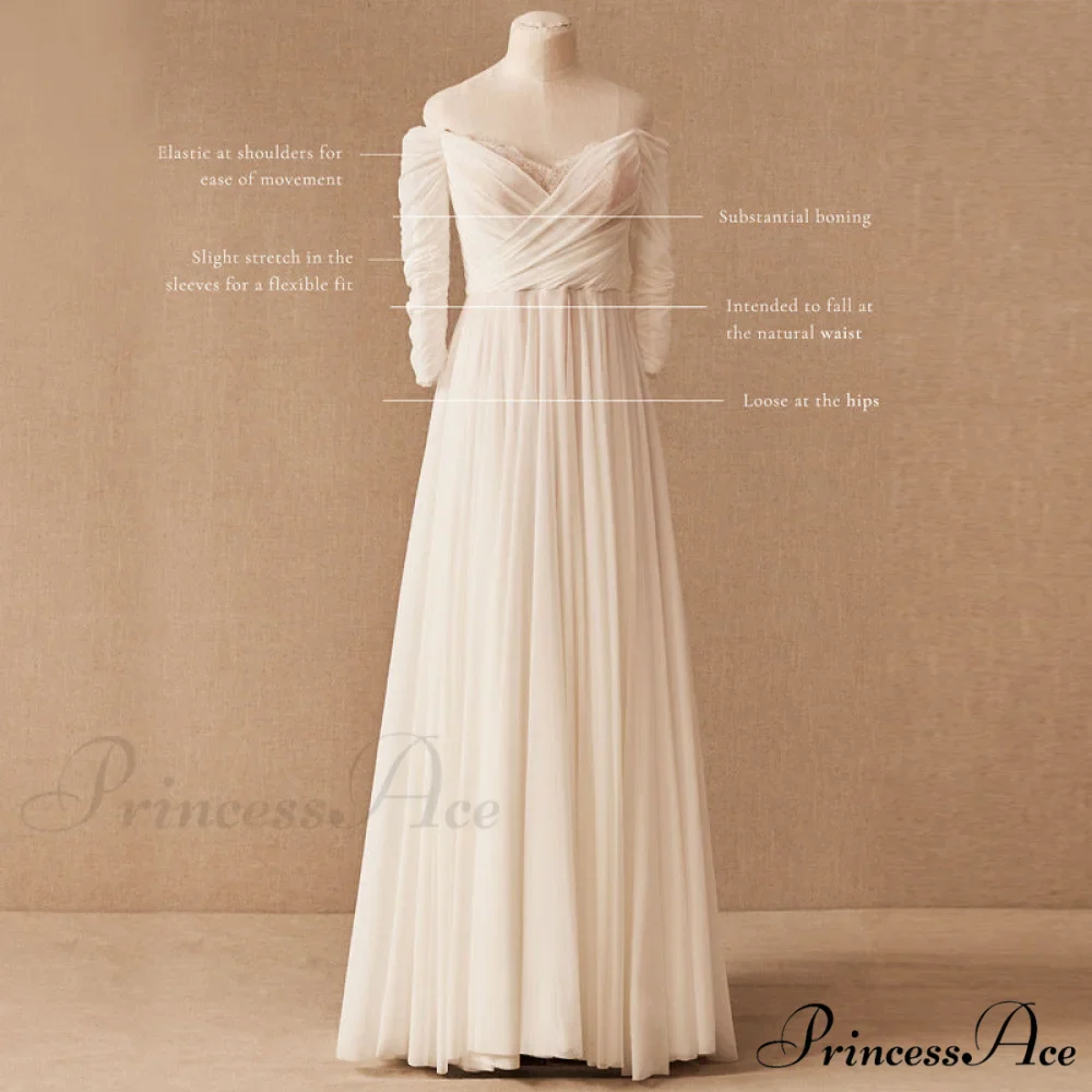 Retro Off-The-Shoulder Outdoor Wedding Gown - Image 2