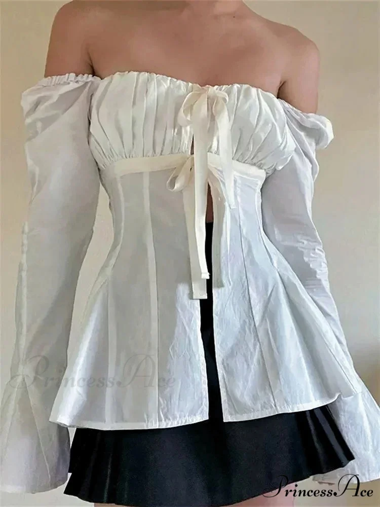 Retro Puff Sleeve Bind Square Neck Blouse - Image 2
