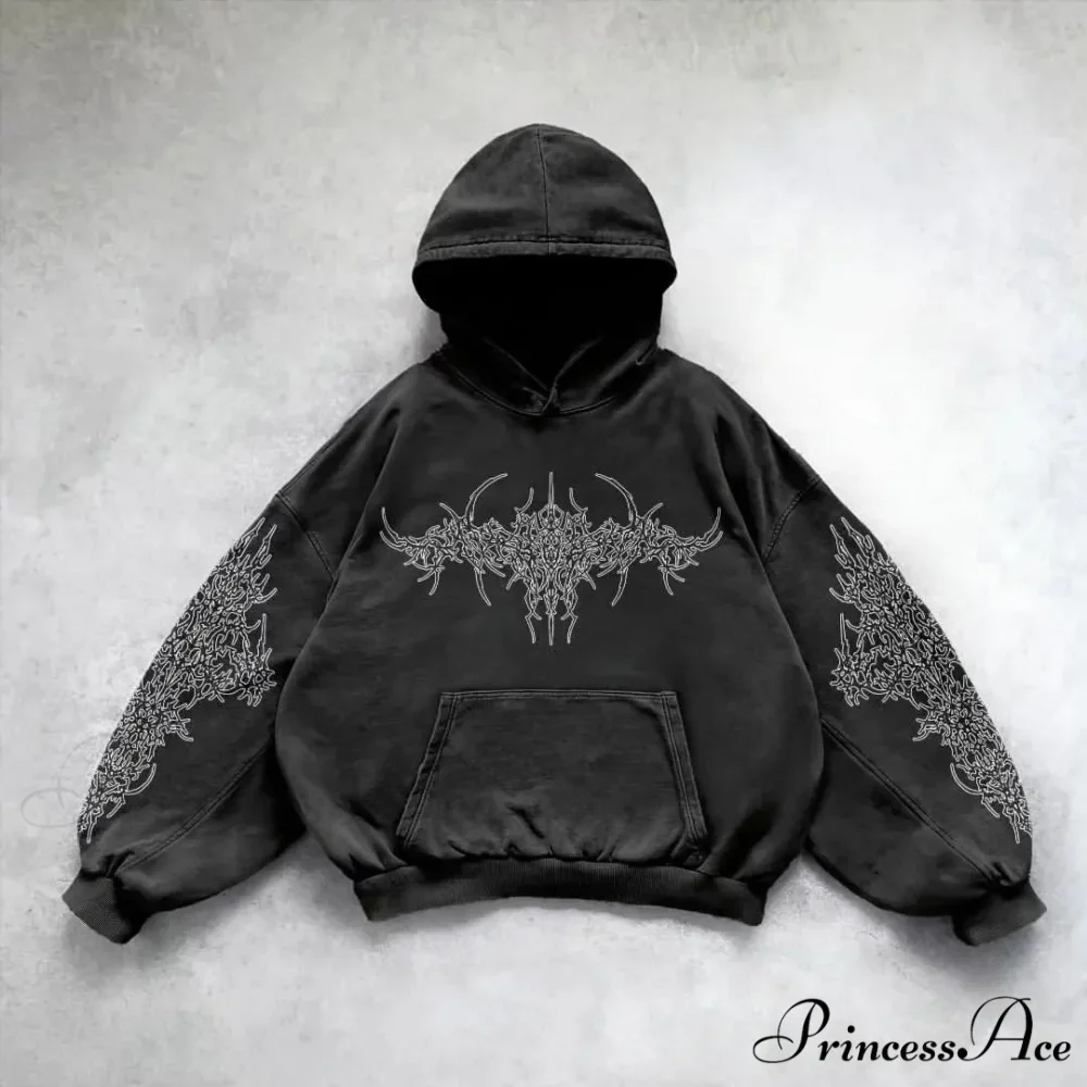 Retro Rebel Printed Informal Hoodie - Image 2