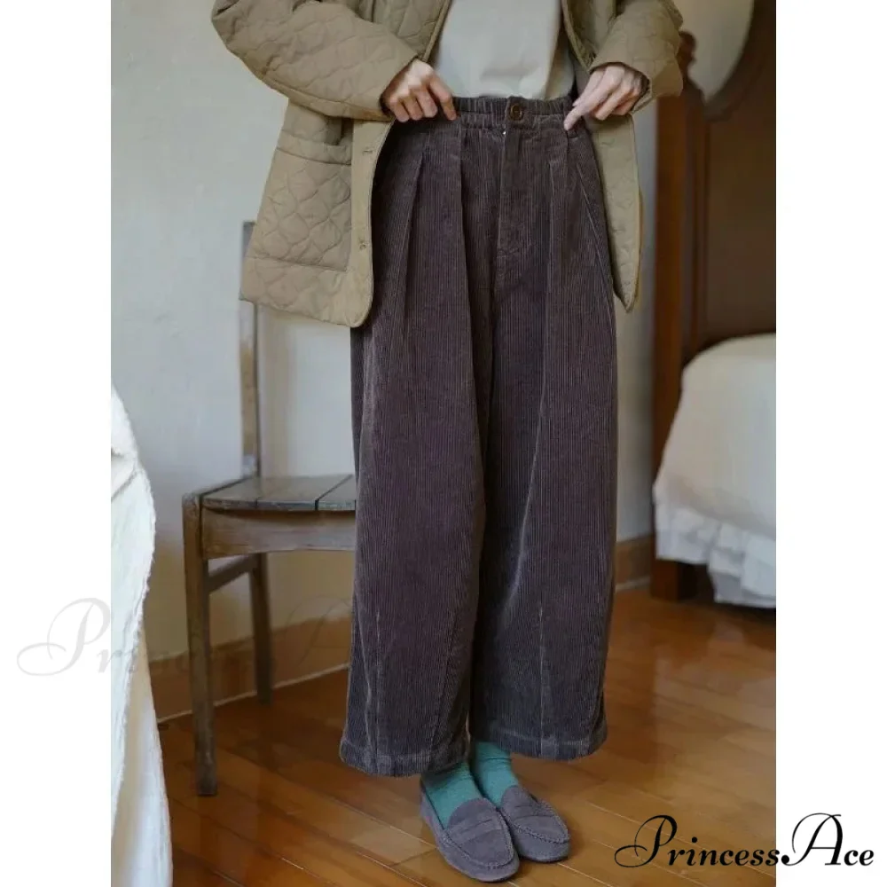 Retro Ribbed Loose-Fitting Trousers Cold Season - Image 6