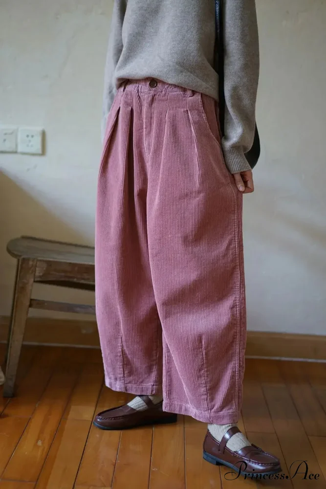 Retro Ribbed Loose-Fitting Trousers Cold Season - Image 7