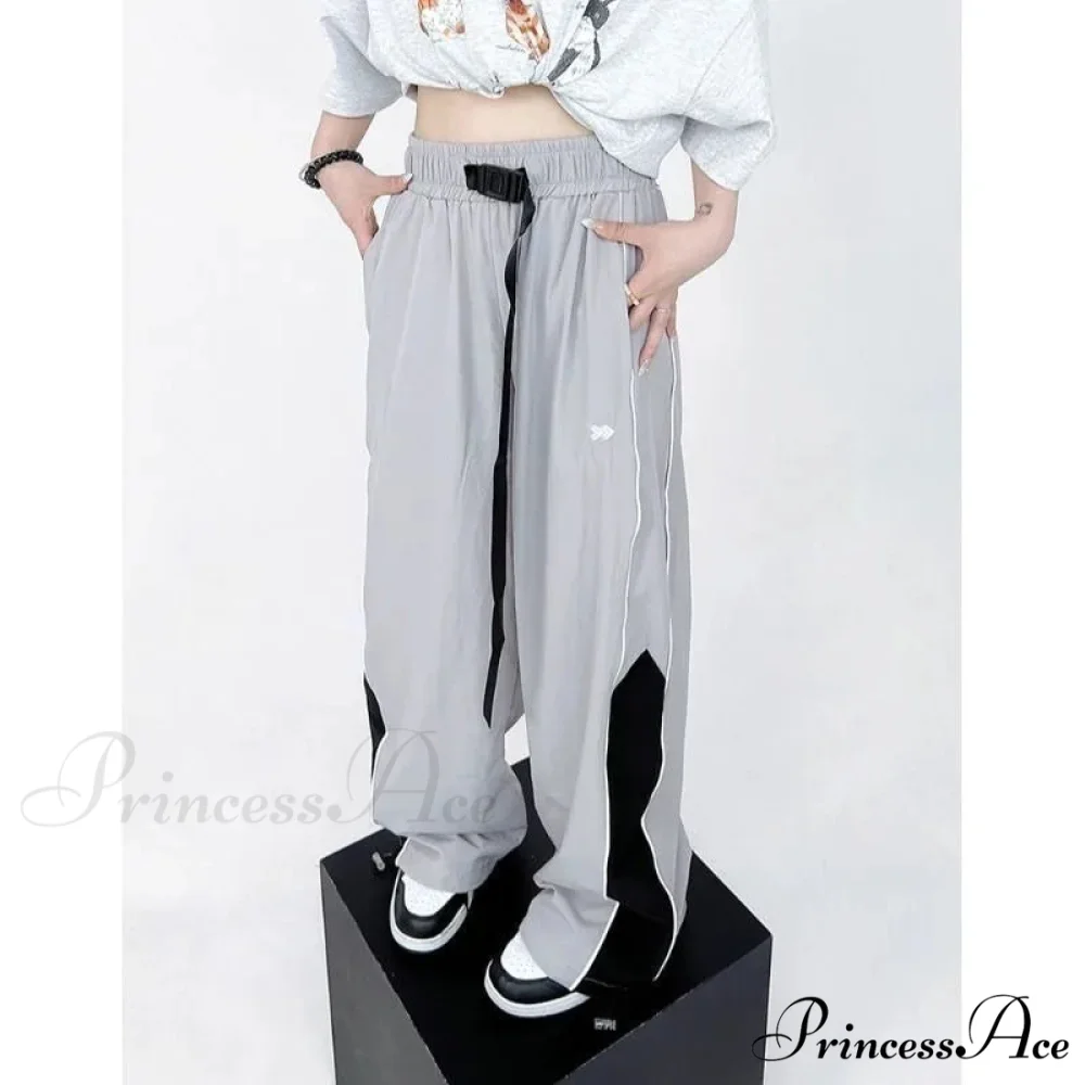 Retro Running Sweatpants Spacious Leg Trousers - Image 3