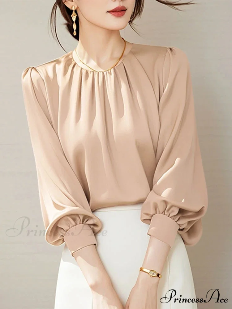 Retro Silk Ruching Top Informal Workplace Top - Image 2