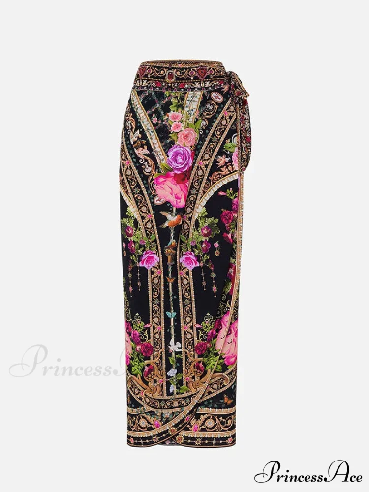 Retro Sling Pattern Open-Back Swimsuit Single Piece - Image 3