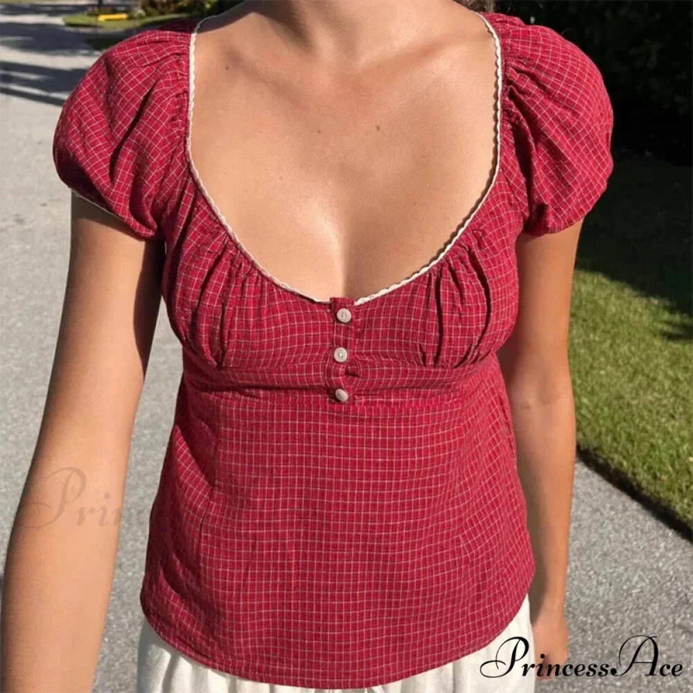 Retro Square Neck Milkmaid Crop Top - Image 3