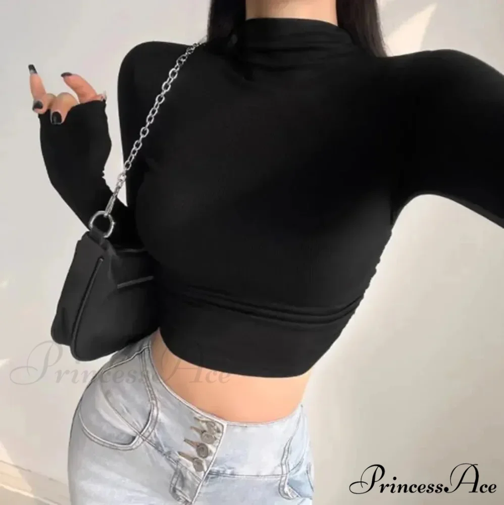 Ribbed High Neck Slim Fit Cropped Jumper - Image 2