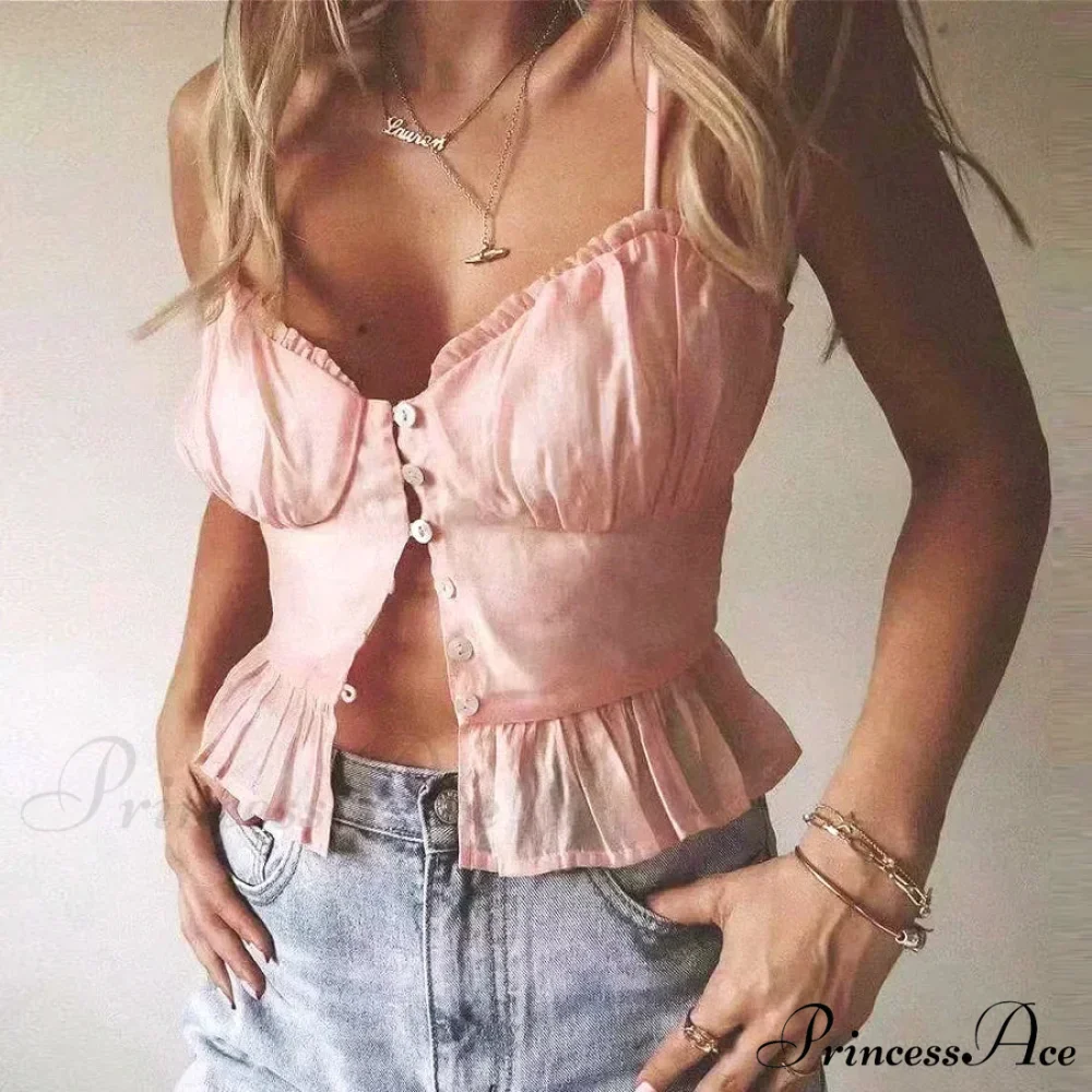 Rose Cotton Button-Up Cropped Blouse - Image 2