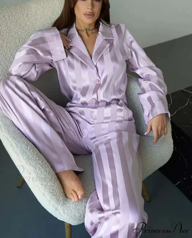 Rose Print Collar Full Trousers Workplace Two Piece Set - Image 3