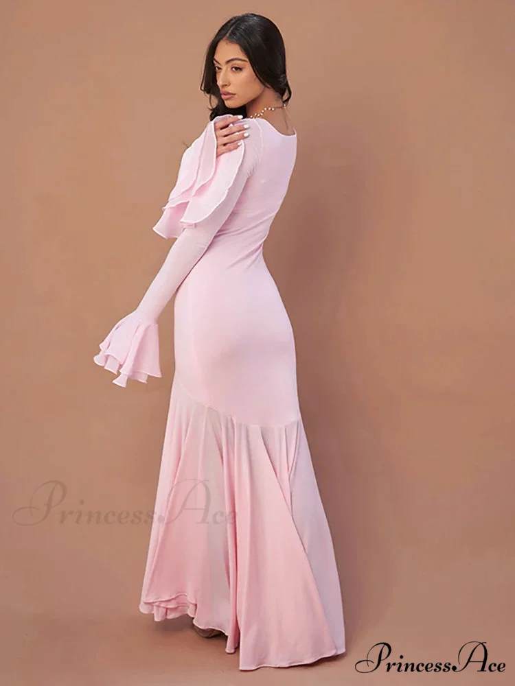 Rose Square Neckline Long Holiday Dress - Image 5