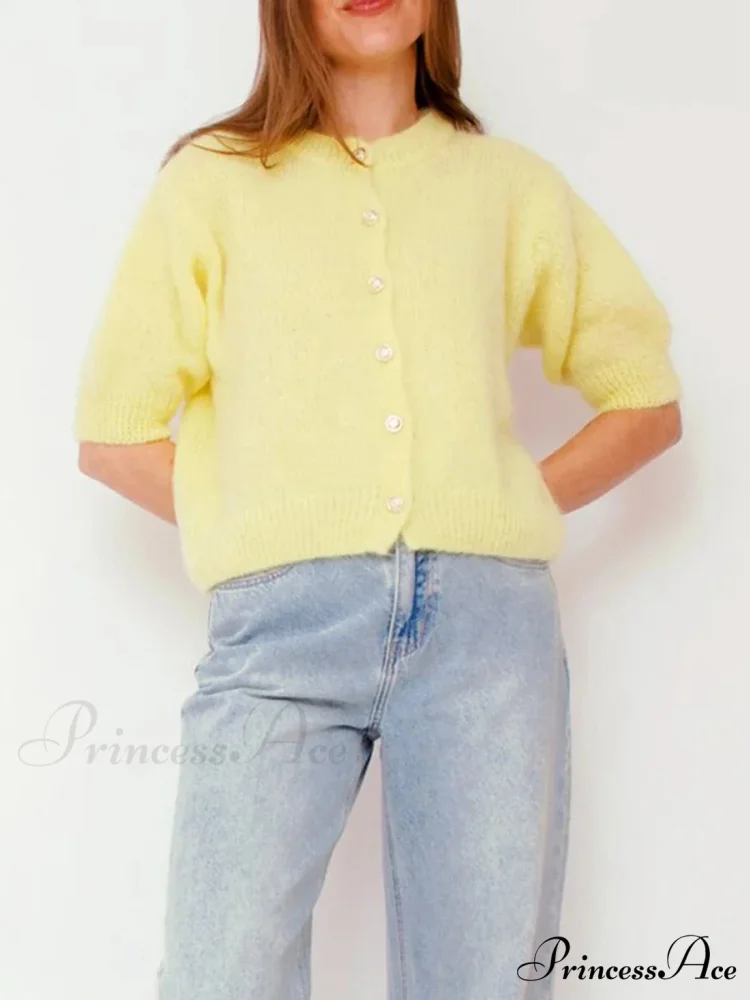 Round Neck Button-Up Slim Urban Knit Cardigan - Image 3