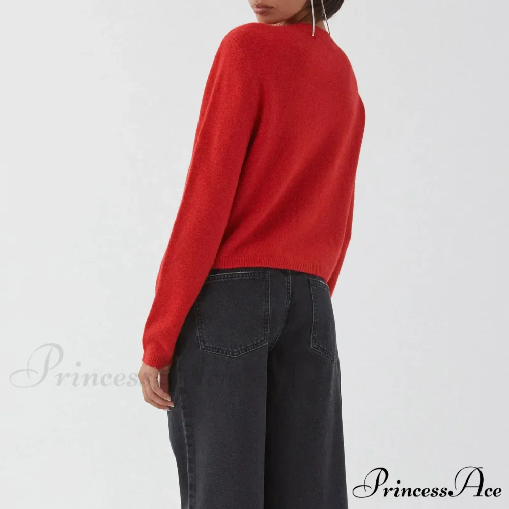 Round-neck Cropped Button Knitted Cardigan - Image 3