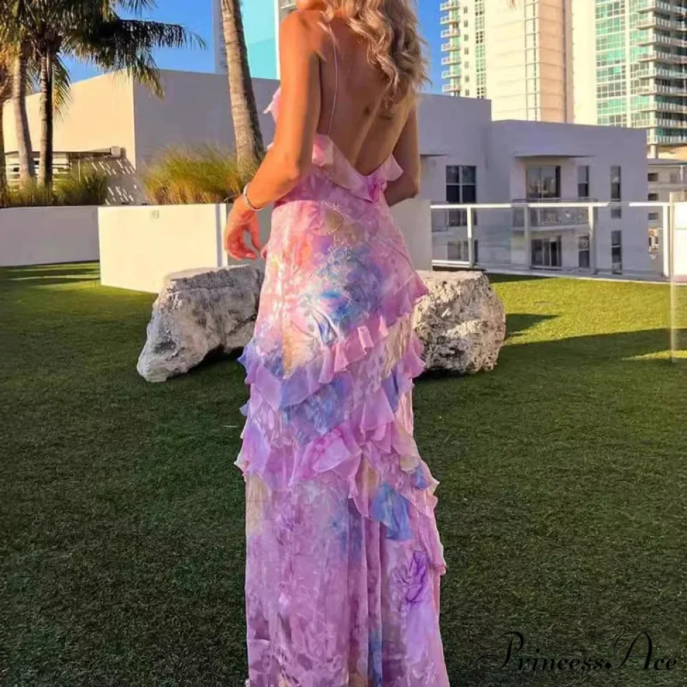 Ruffled Floral Print Holiday Dress - Image 4