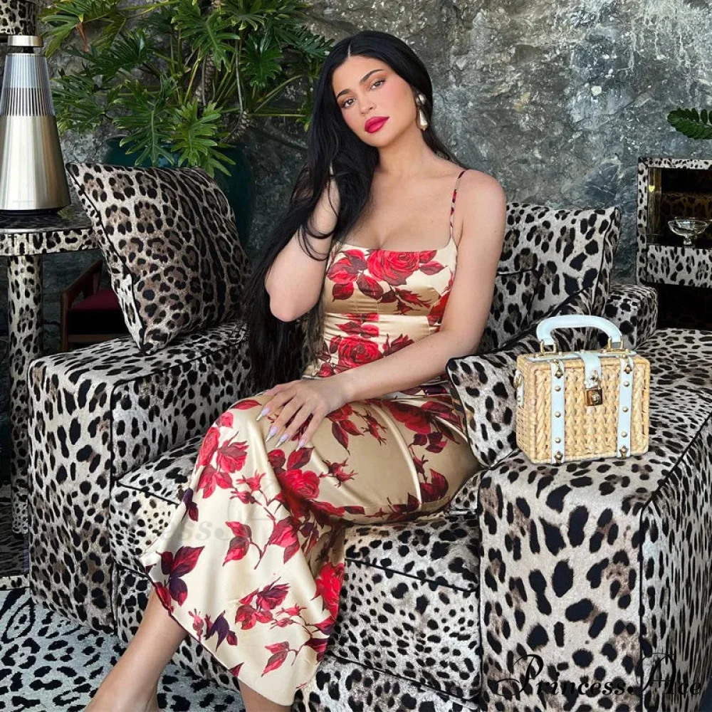 Seductive 2000s Floral Pattern Open-Back Body-Hugging Midi Dress - Image 6