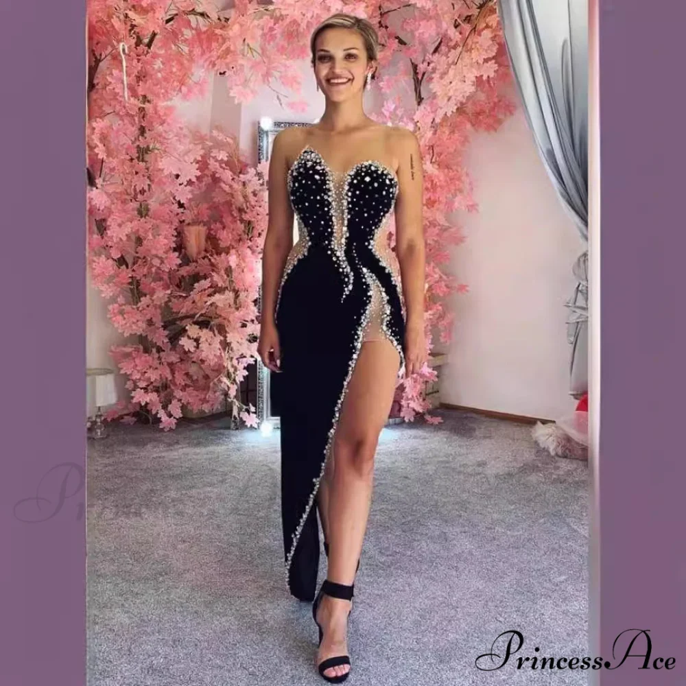 Seductive Bandeau Embellished Bodycon Dress Celebration Prom Dress - Image 3