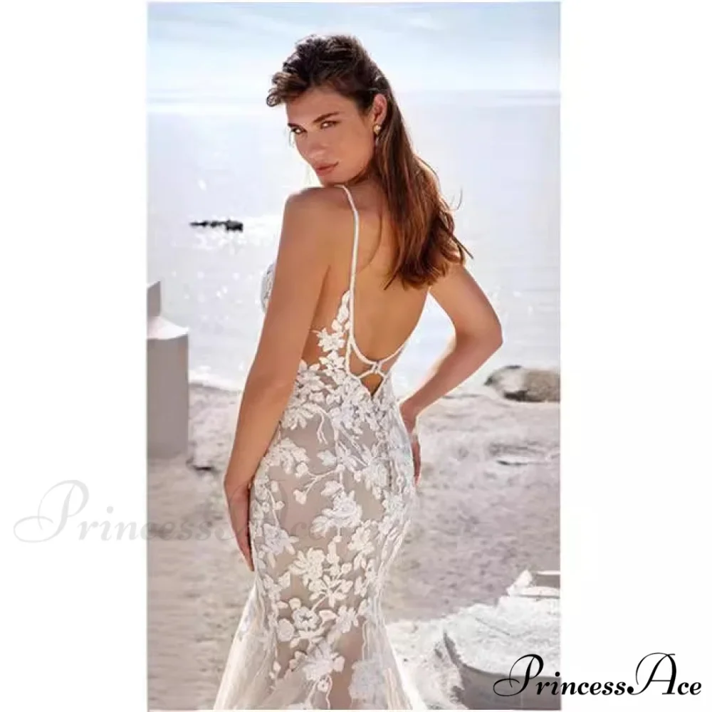 Seductive Bandeau Lace Evening Wedding Gown - Image 2