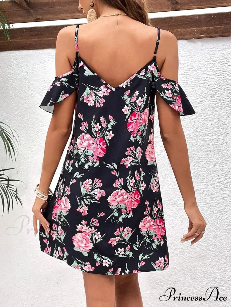 Seductive Bandeau Patterned Summer Flower Dress - Image 3
