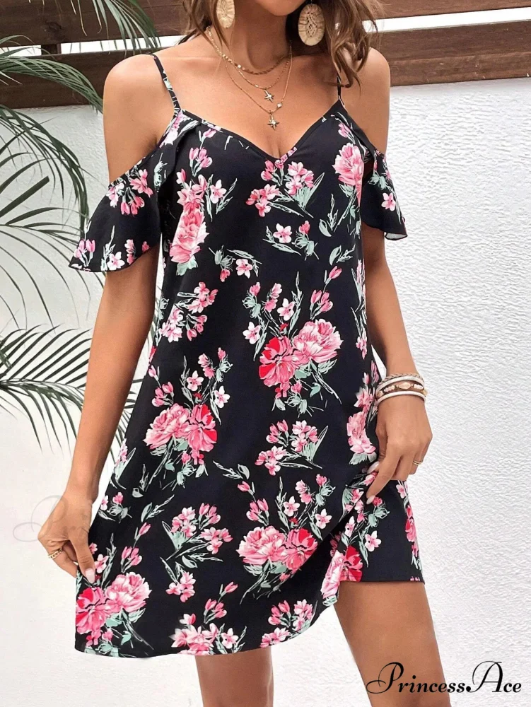 Seductive Bandeau Patterned Summer Flower Dress - Image 4