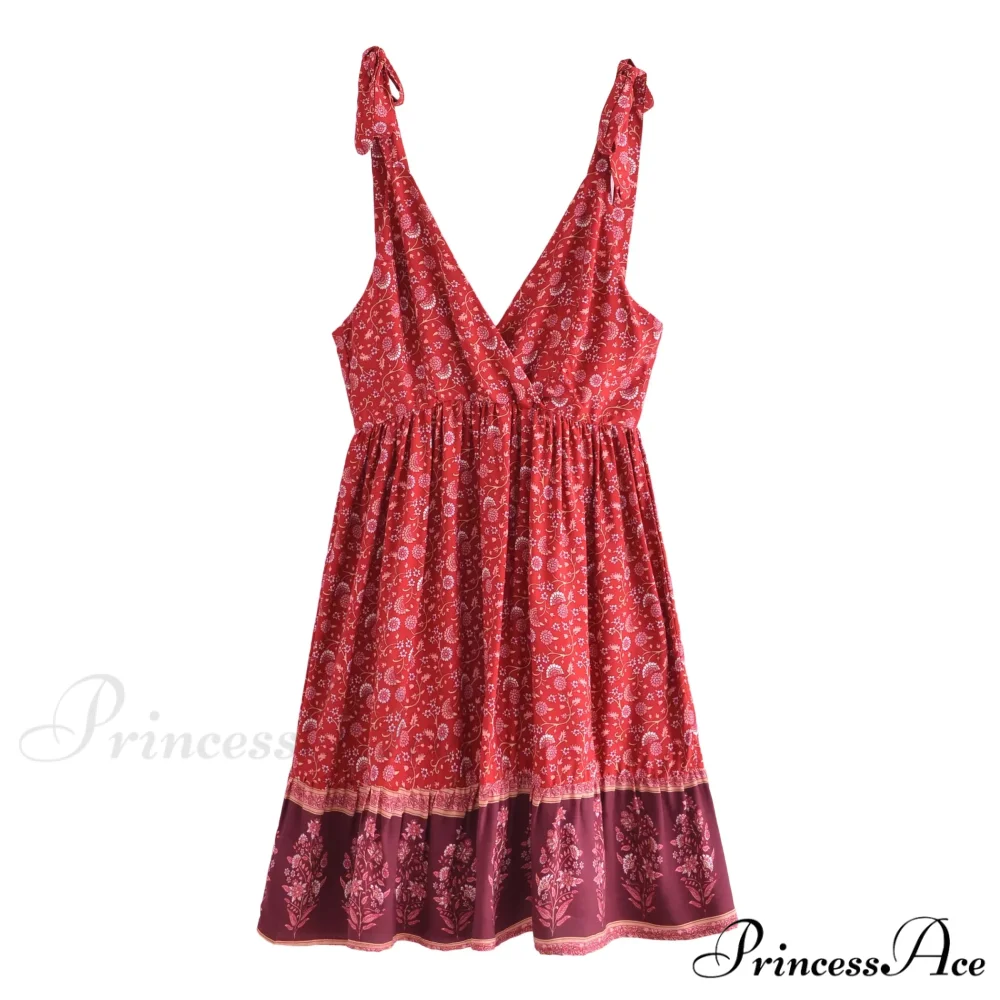 Seductive Deep Plunging Neckline Sleeveless Bandeau Mini Boho Dress - Image 3