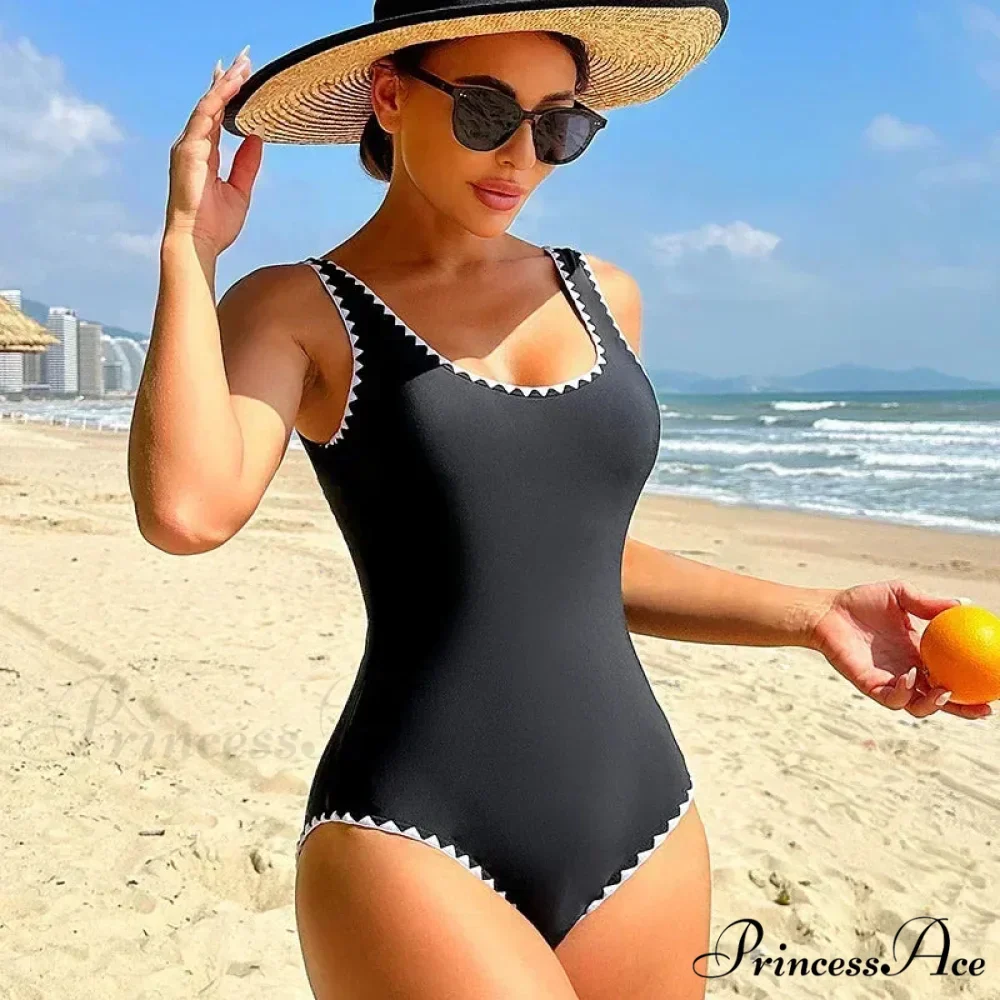 Seductive Ebony Backless Swimsuit One Piece - Image 3