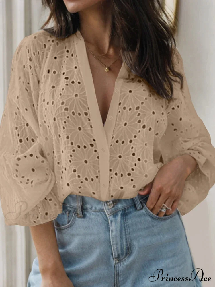 Seductive Flared Extended Sleeve Tunic V-neck Blouse - Image 3