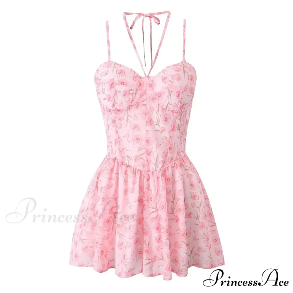 Seductive Halter Sling Floral Print Jumpsuit Floral Dress - Image 2