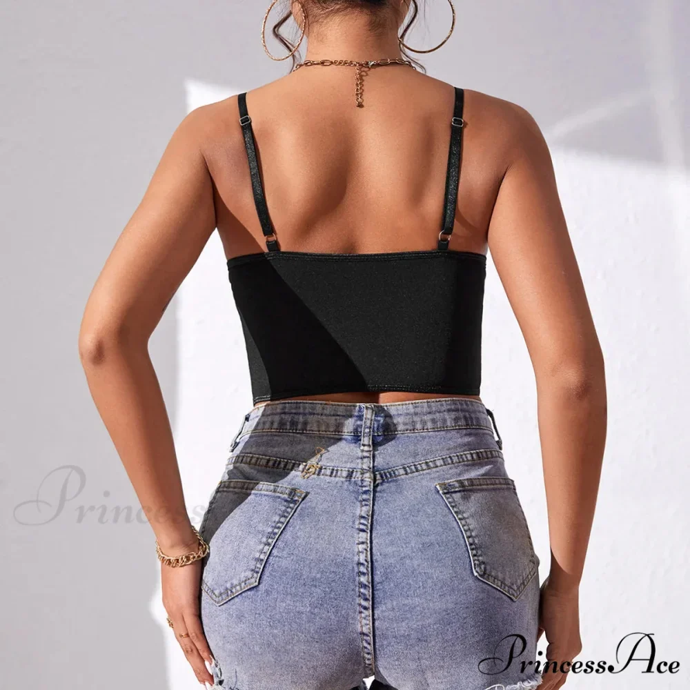 Seductive Lace Fishbone Open-Back Transparent Corset Crop Top - Image 2
