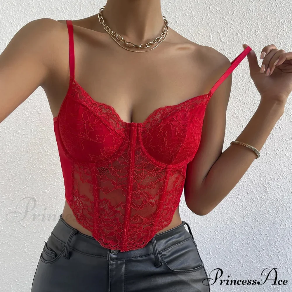 Seductive Lace Fishbone Open-Back Transparent Corset Crop Top - Image 5