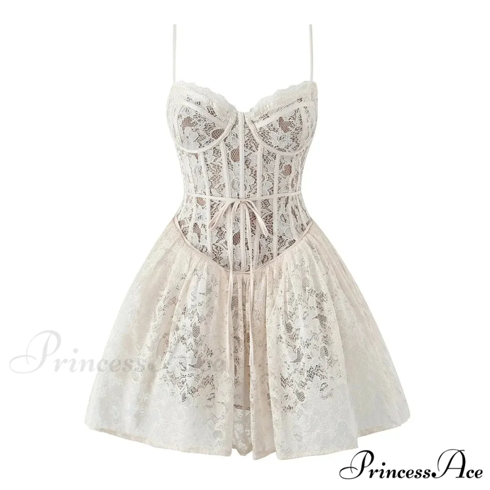 Seductive Lace Sling Lower Waist Floral Dress - Image 2