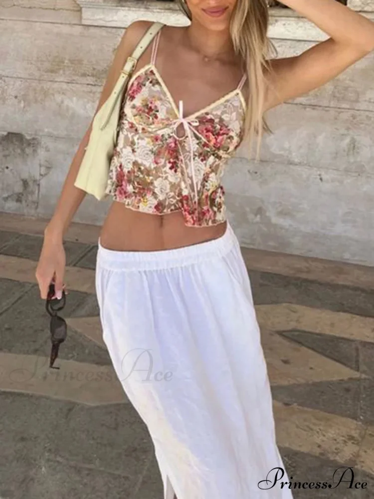 Seductive Lace Transparent Floral V Neck Crop Top - Image 2
