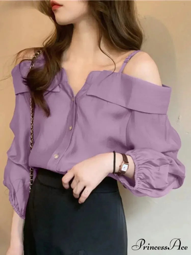 Seductive Off Shoulder Ruffled Monochrome Top - Image 2