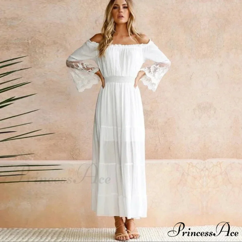 Seductive Off-The-Shoulder Lace Bohemian Dress - Image 2