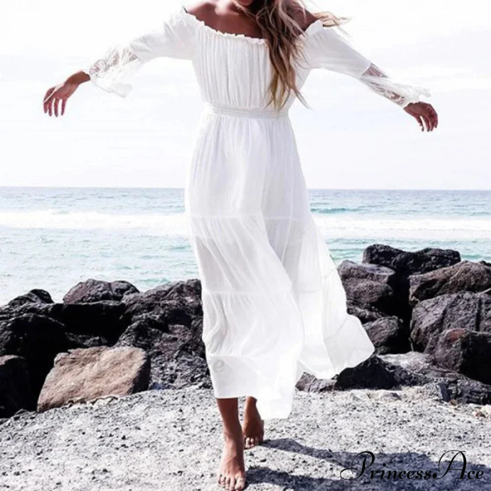 Seductive Off-The-Shoulder Lace Bohemian Dress - Image 3