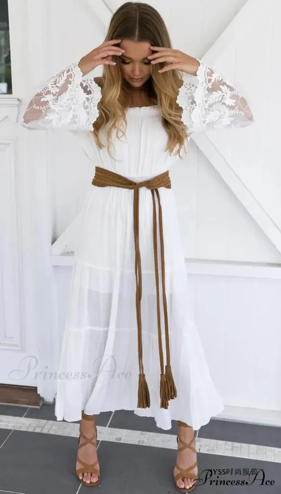 Seductive Off-The-Shoulder Lace Bohemian Dress - Image 4