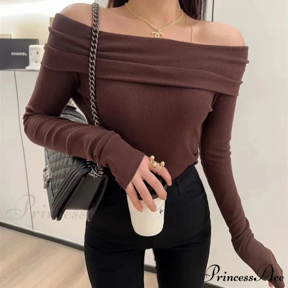 Seductive Slash Neck Ruffled Knitted Sweater - Image 7
