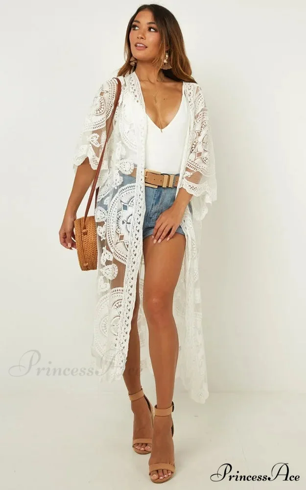 Seductive Transparent Lace Top Bohemian Shore Swimsuit Cover Up - Image 3