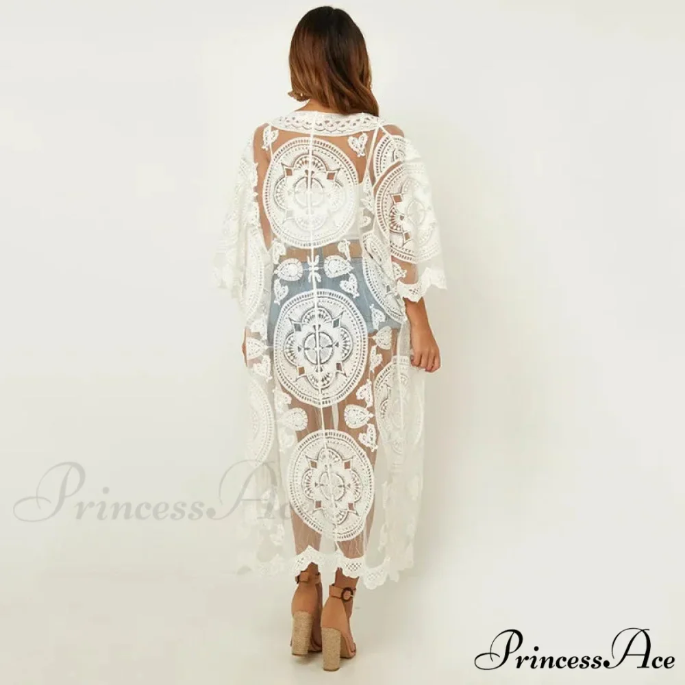 Seductive Transparent Lace Top Bohemian Shore Swimsuit Cover Up - Image 4