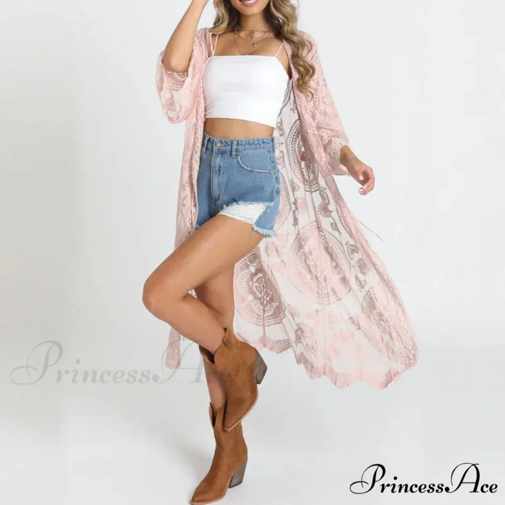 Seductive Transparent Lace Top Bohemian Shore Swimsuit Cover Up - Image 5