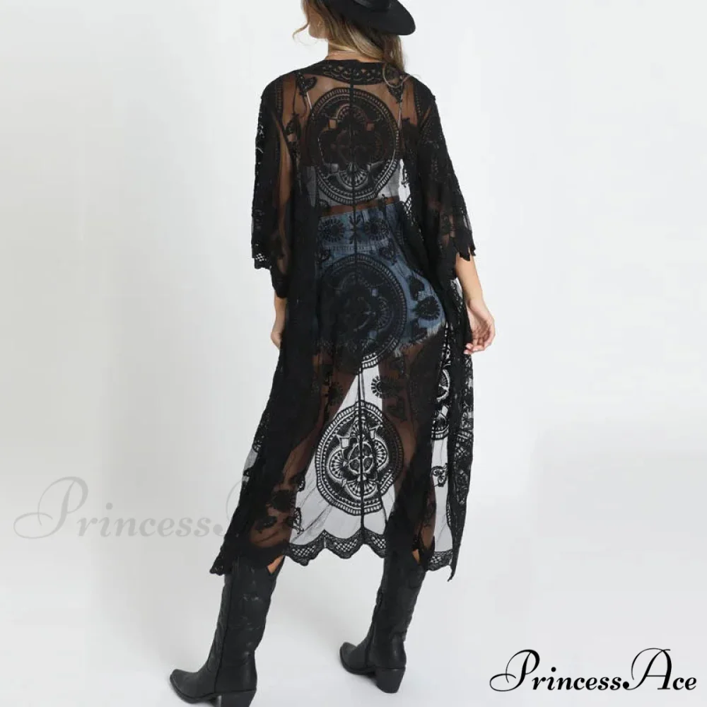 Seductive Transparent Lace Top Bohemian Shore Swimsuit Cover Up - Image 6