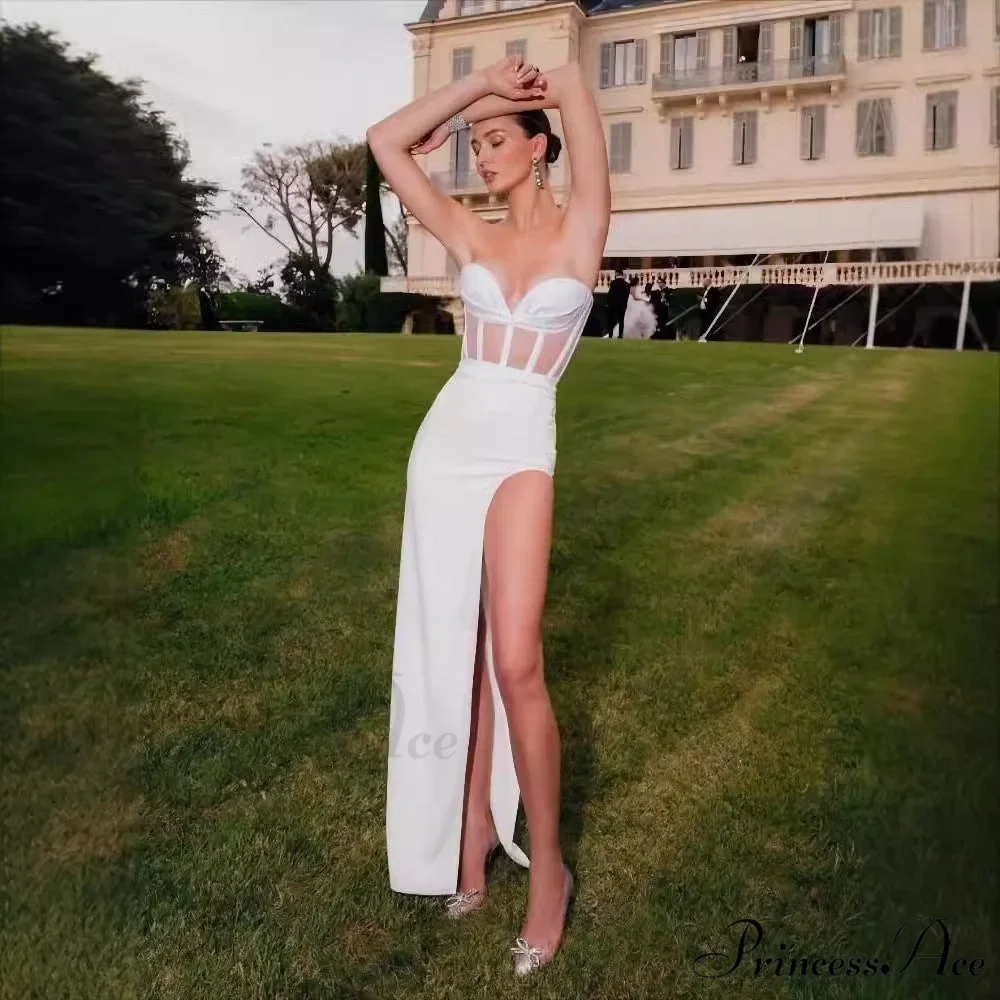 Seductive Transparent Strapless Long Prom Dress - Image 2