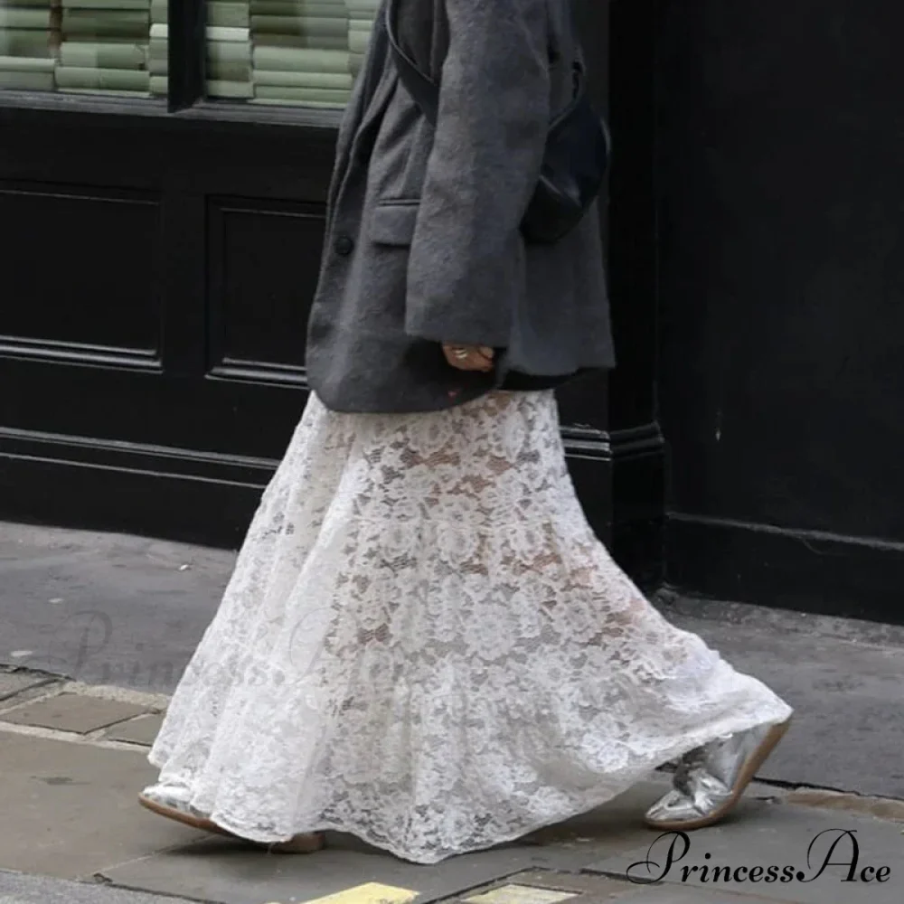 Sheer A-Line Antique Floral Transparent Skirt - Image 5