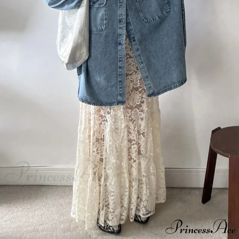 Sheer A-Line Antique Floral Transparent Skirt - Image 6