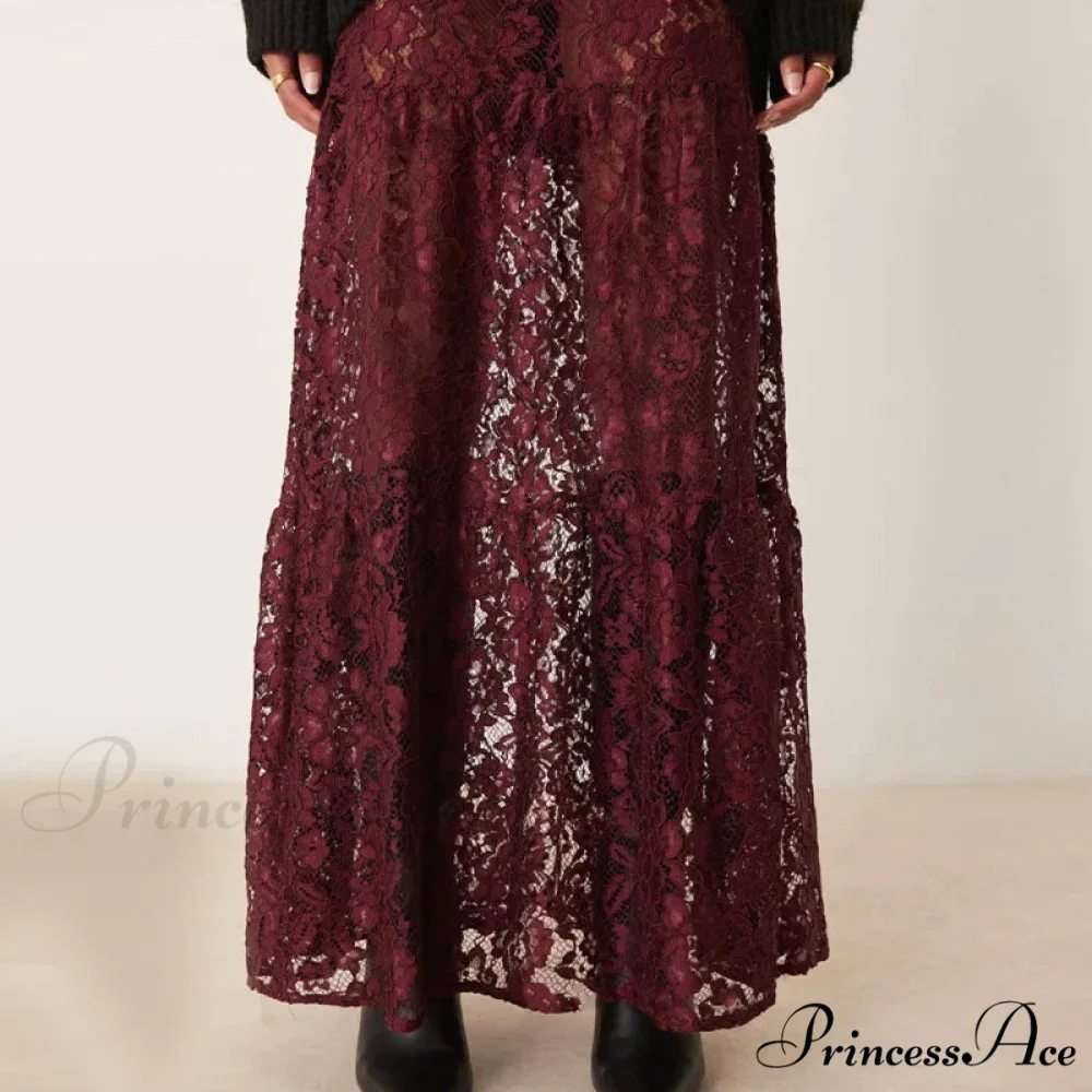 Sheer A-Line Antique Floral Transparent Skirt - Image 7