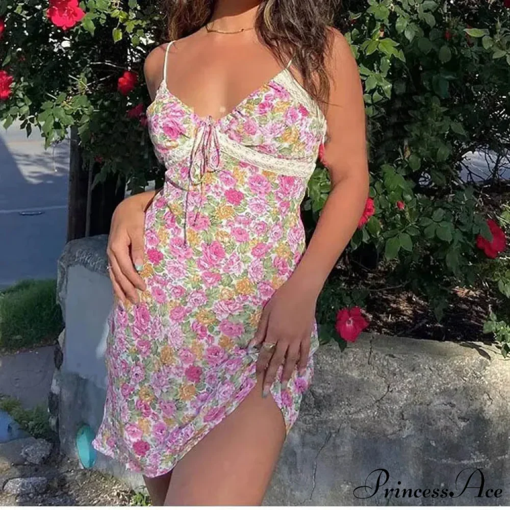 Sheer Blossom Lace Strap Bohemian Dress - Image 2